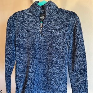 Youth Girls Boxercraft Blue Sherpa Long Sleeve 1/4 Zip sweatshirt Sweater Large